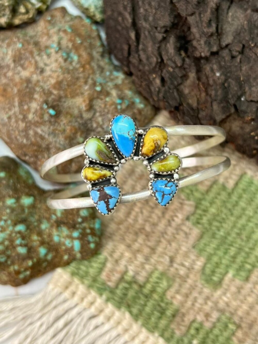 Handmade Sterling Silver Palomino with Golden Hills and Sonoran Turquoise Naja B